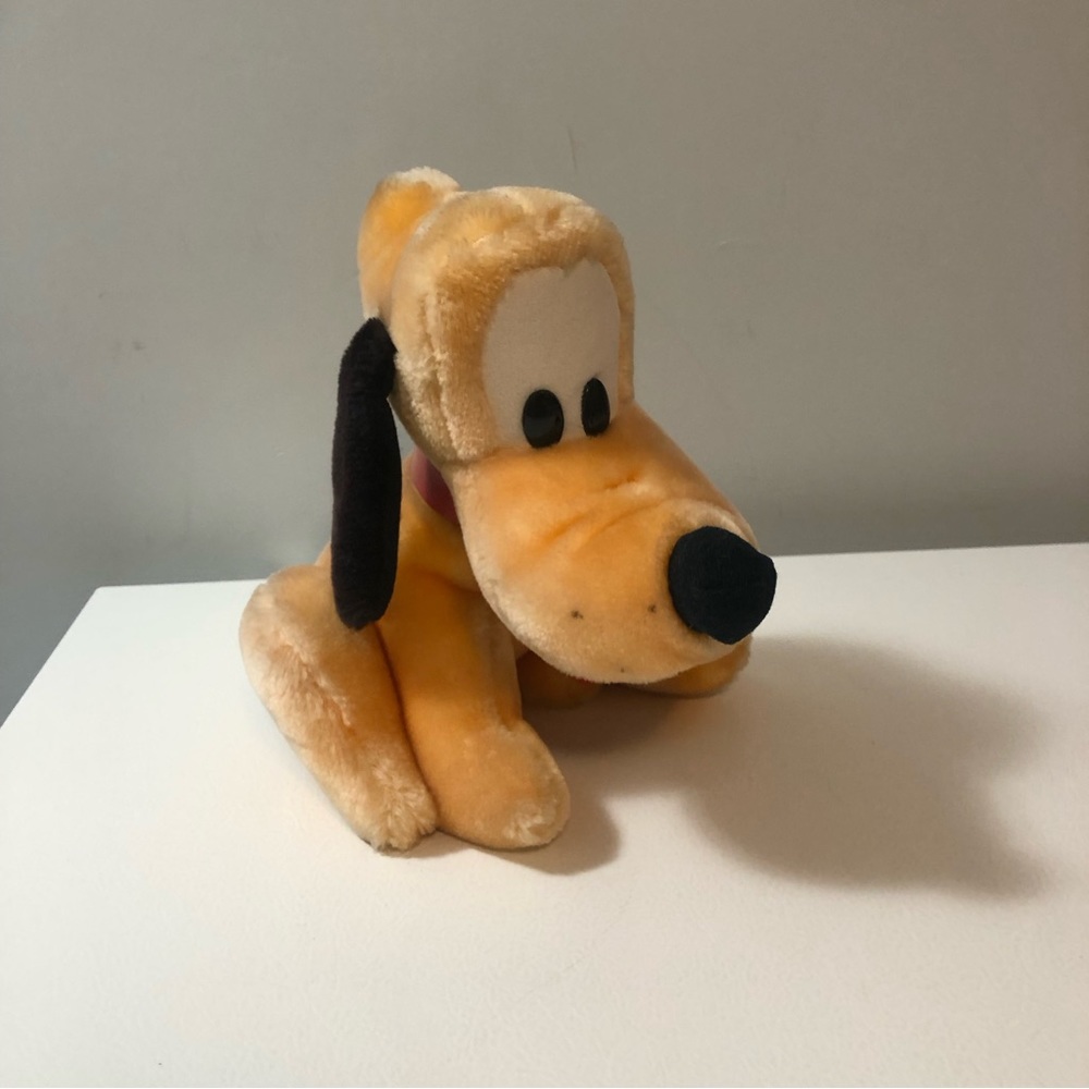 Vintage Disney Store Pluto Plush Stuffed Toy Dog Made in Korea Red Collar Tongue - Picture 4 of 10